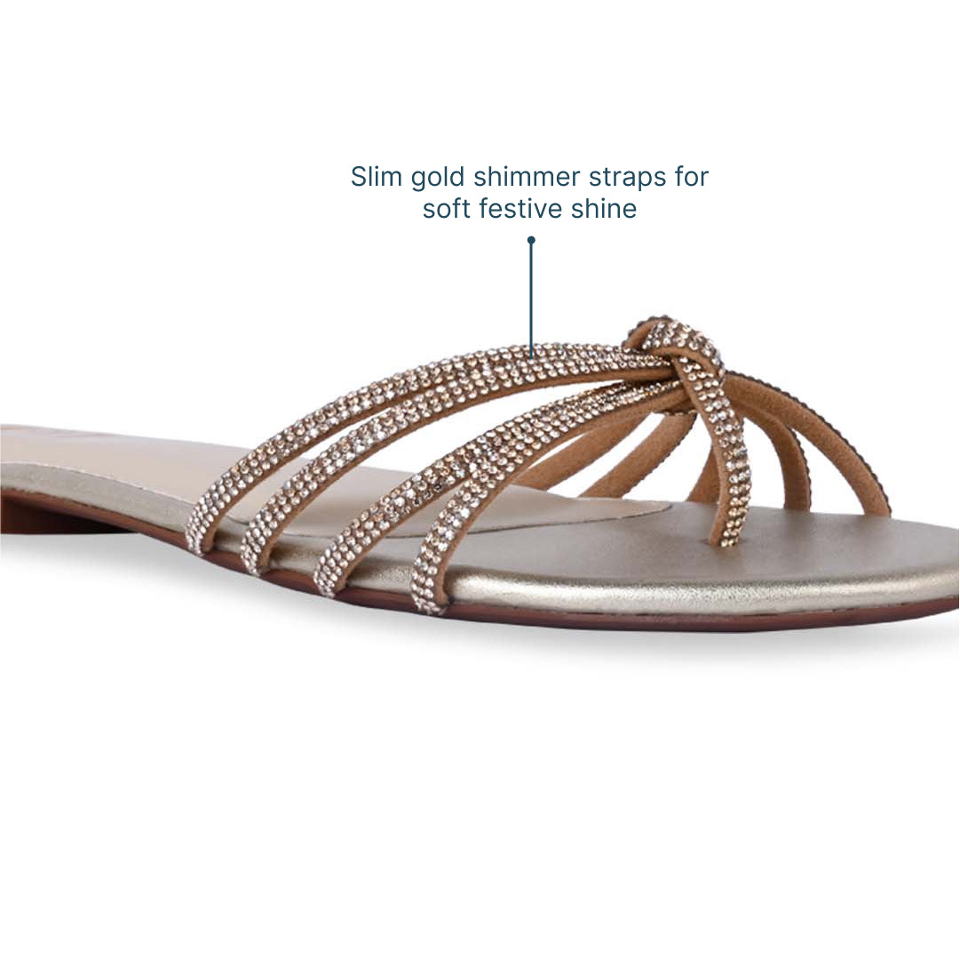 Multi Line Gold Shimmer Flat