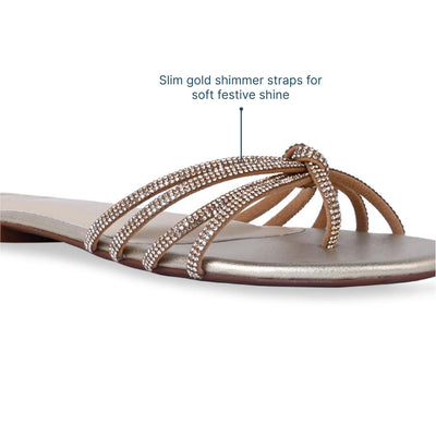 Multi Line Gold Shimmer Flat