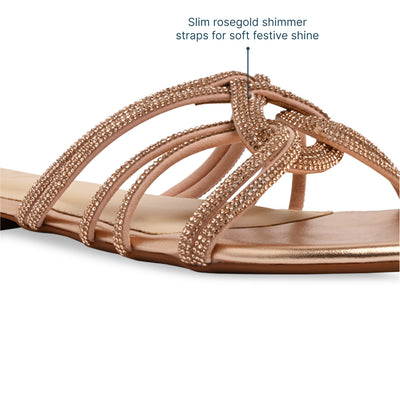 Multi Line Rosegold Shimmer Flat