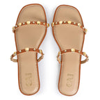 Strapped Rivet Flats- Tan
