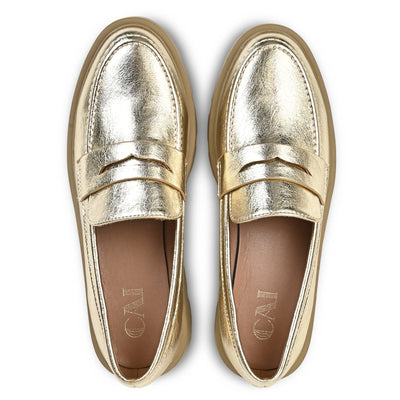 Gold Metallic Loafers