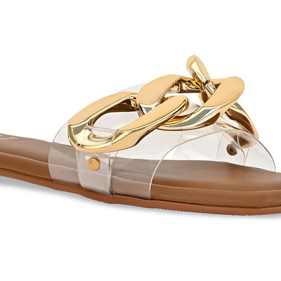 Gold Chained Tan Flats
