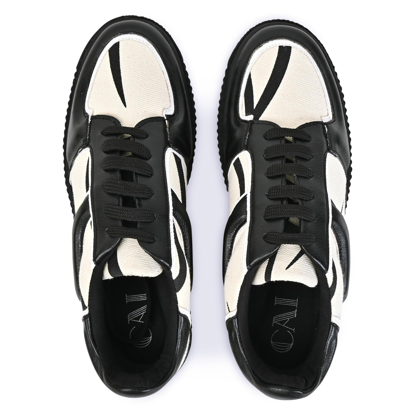 Striped Platform Sneakers - Black