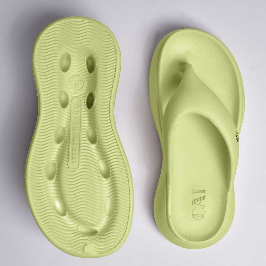 Electric Green Thong Slides