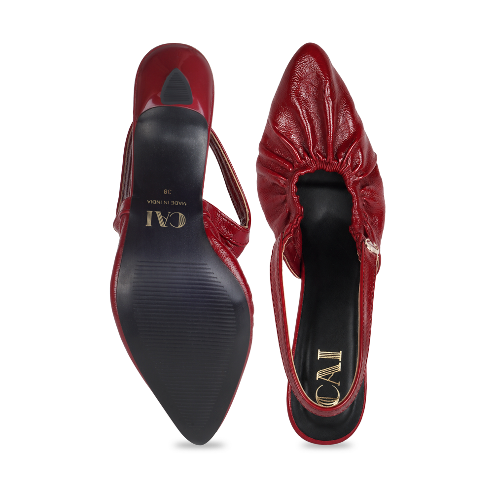 Ruche Red Sling Heel