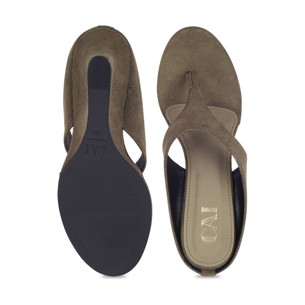 Cindy Suede Olive Wedge