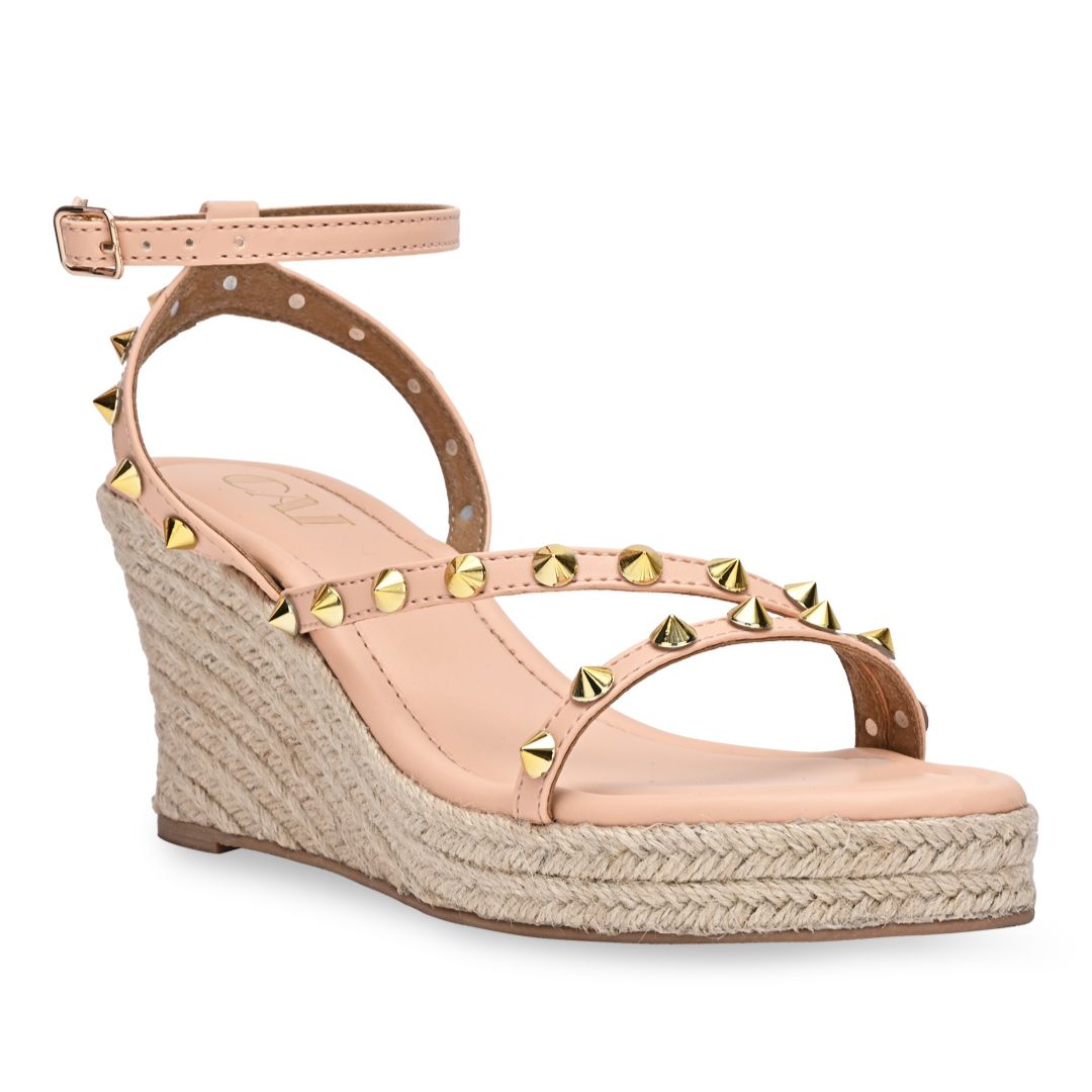 Peach Studded Wedges