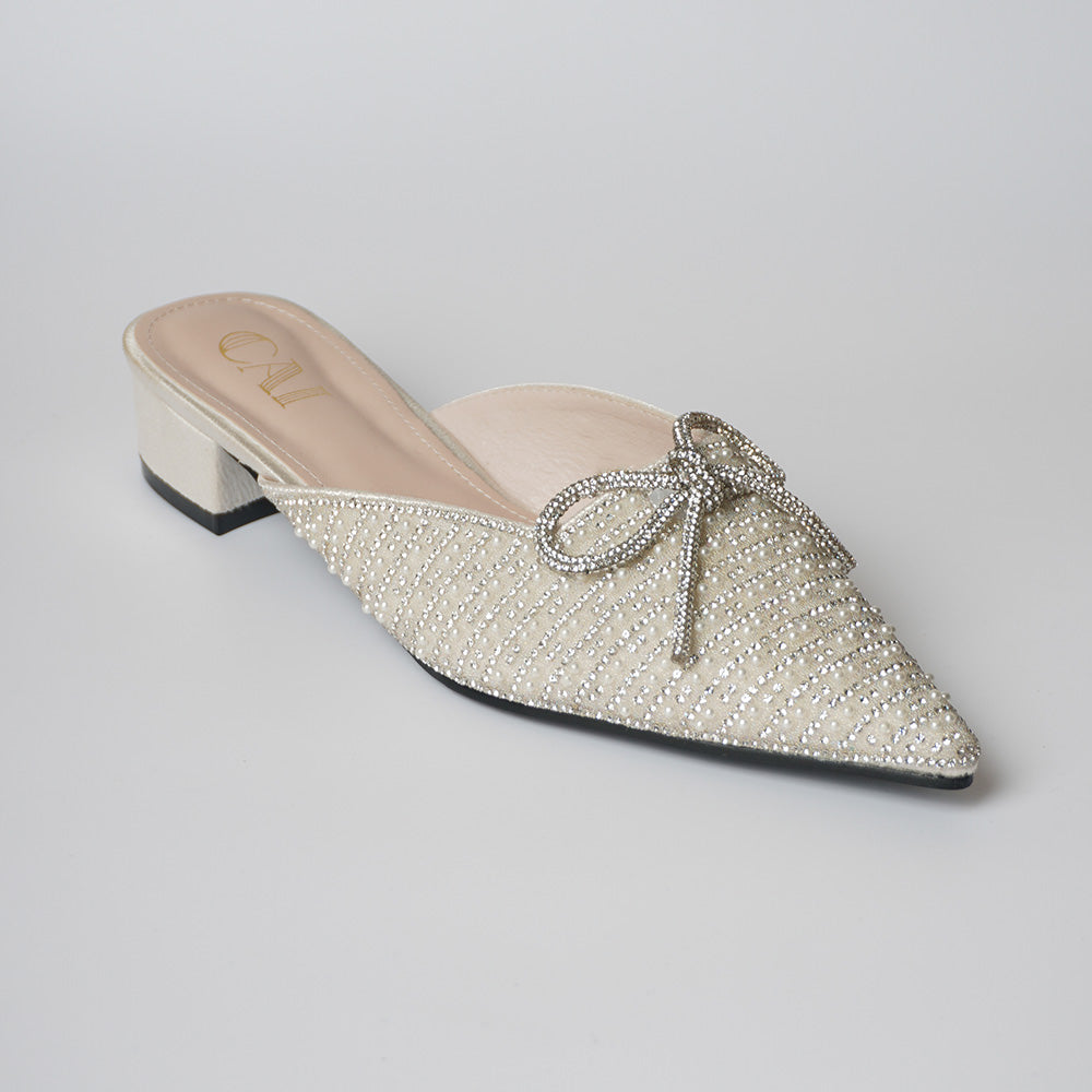 Pearly White Mule Heels