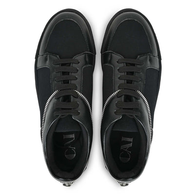 Zipper-Accent Sneakers- Black