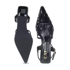 Webbed Black Slingback Heels