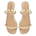 Strapped Rivet Flats- Cream