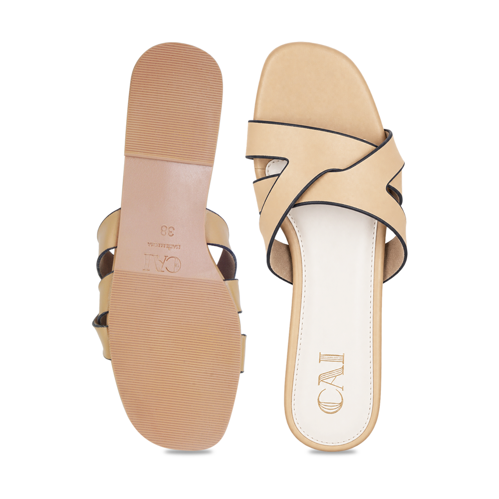 Tan cutout flats