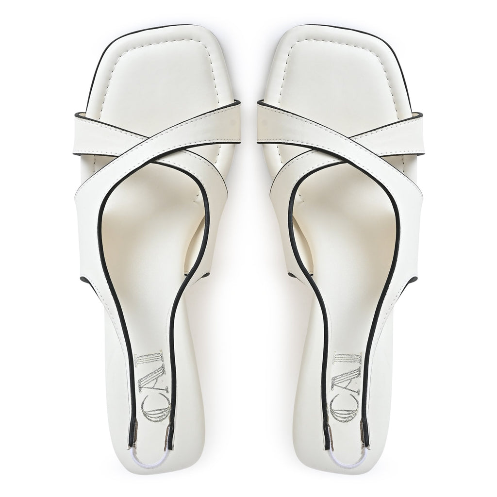 Criss Cross White Sandal Wedge