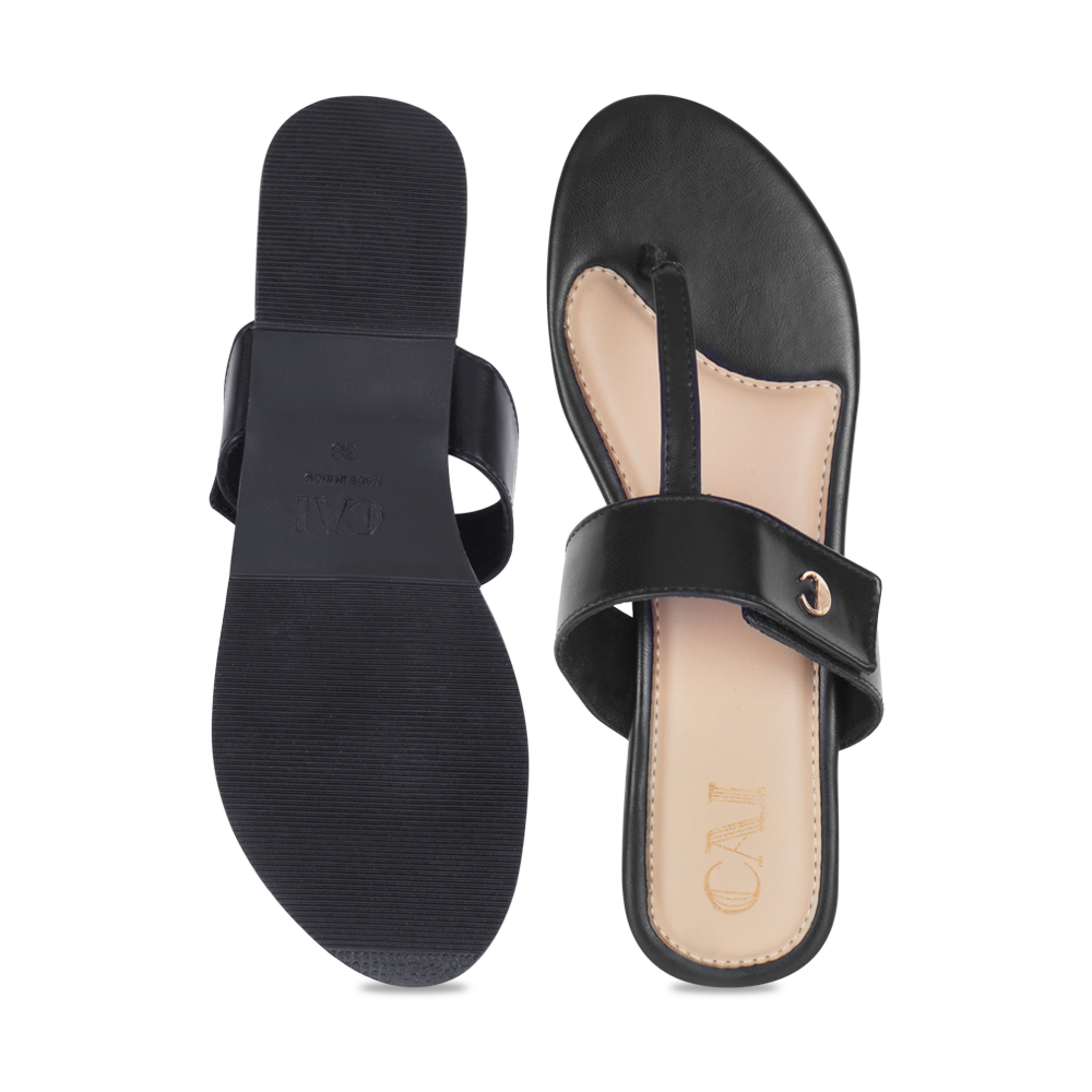 Black T-Strap Flats