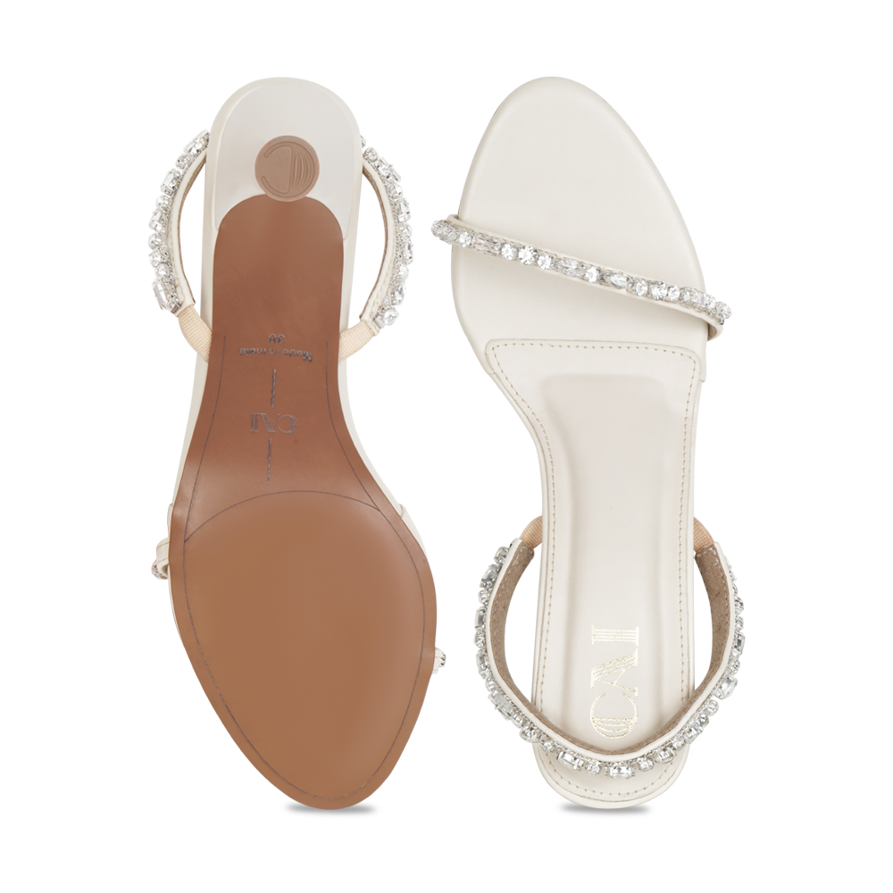 The Essence Cream Embellished Heels
