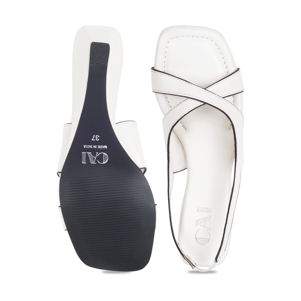 Criss Cross White Sandal Wedge