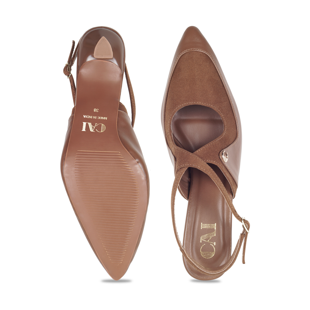 Double Edged Tan Closed Heel
