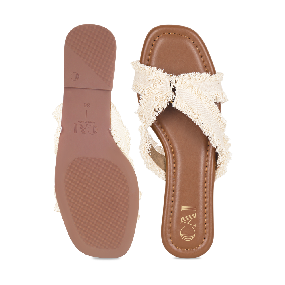 Cream Lacy Flats