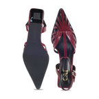 Webbed Maroon Slingback Heels
