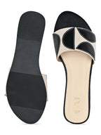 Geometric Canvas Black Flats