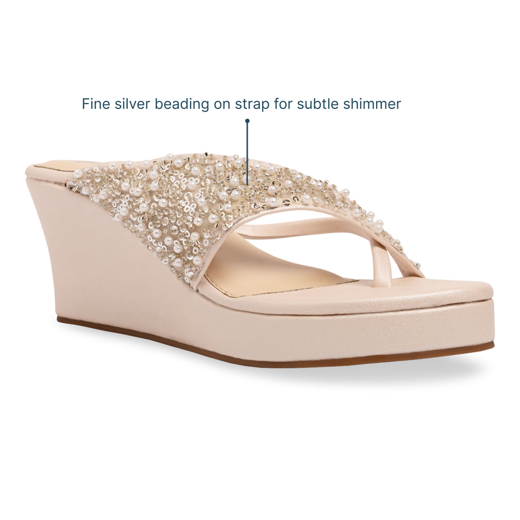 Silver White Beaded Wedge