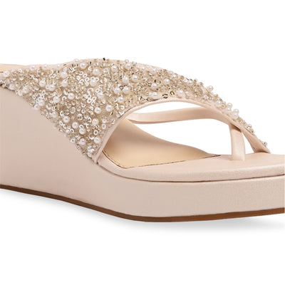 Silver White Beaded Wedge