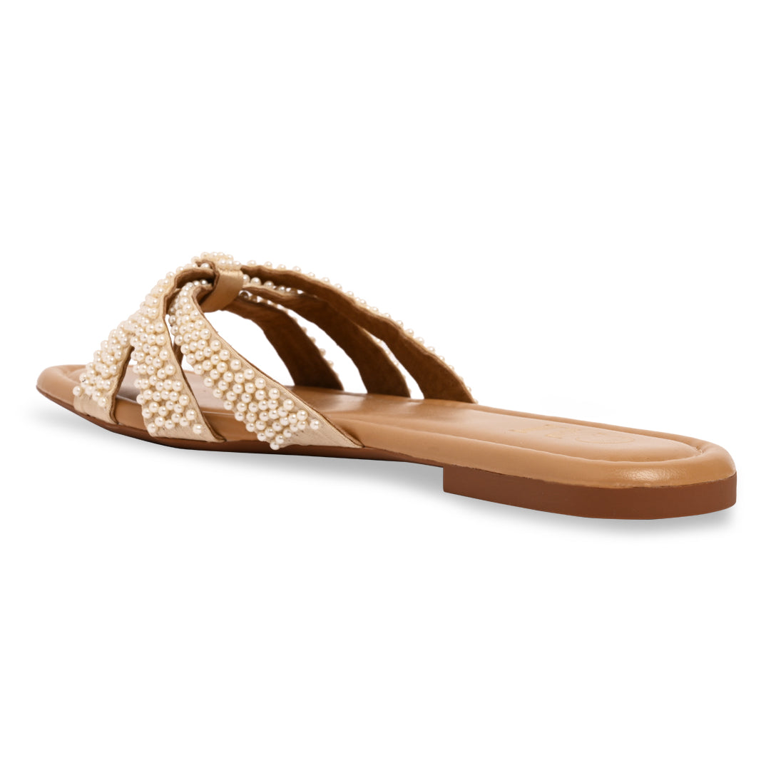 Multi Cross Strap Pearl Flats