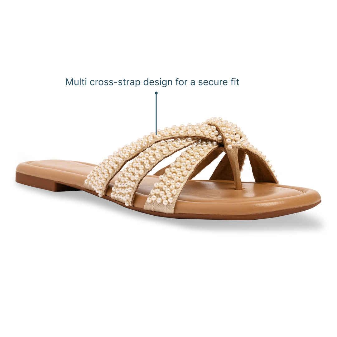 Multi Cross Strap Pearl Flats
