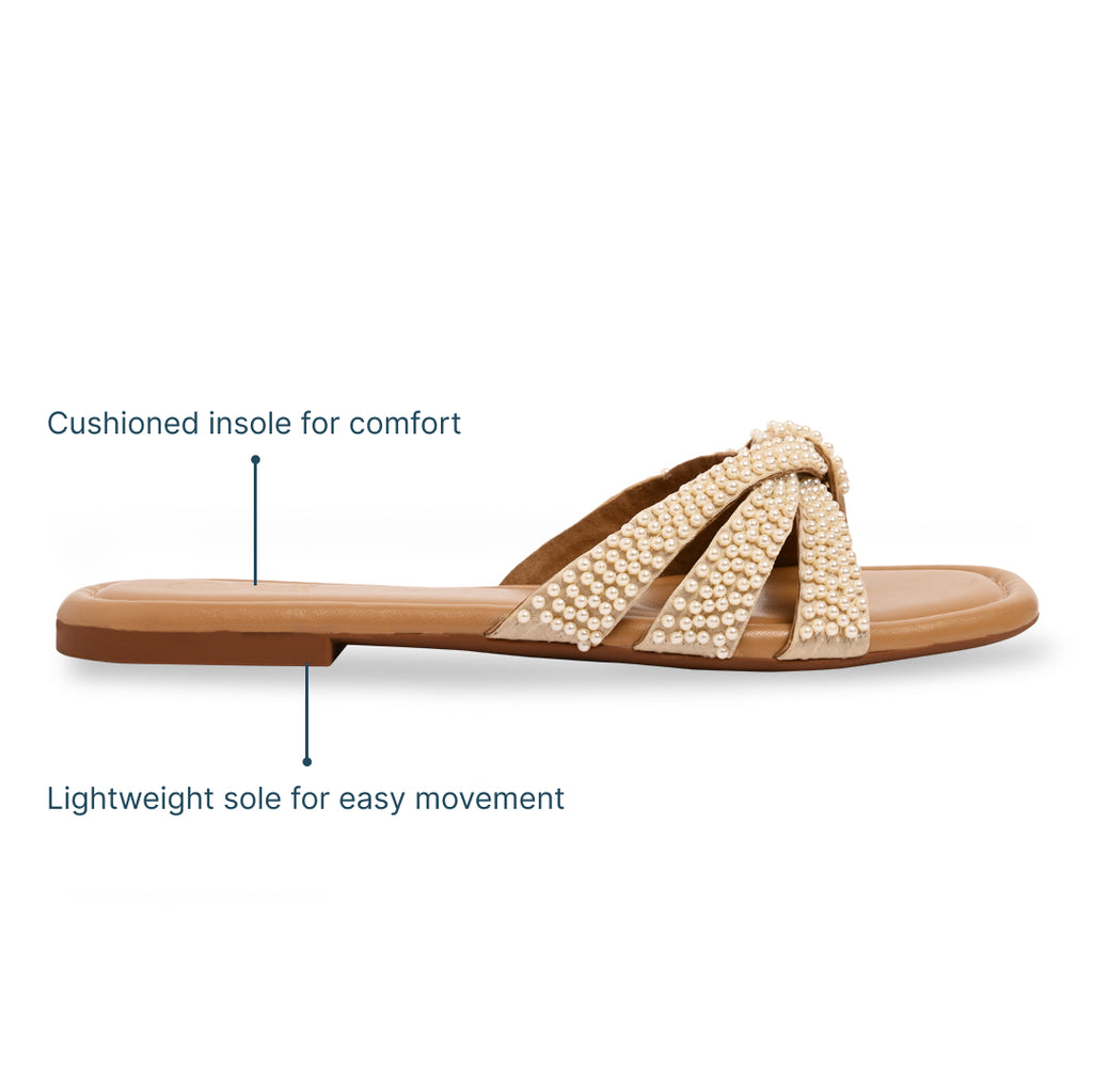 Multi Cross Strap Pearl Flats