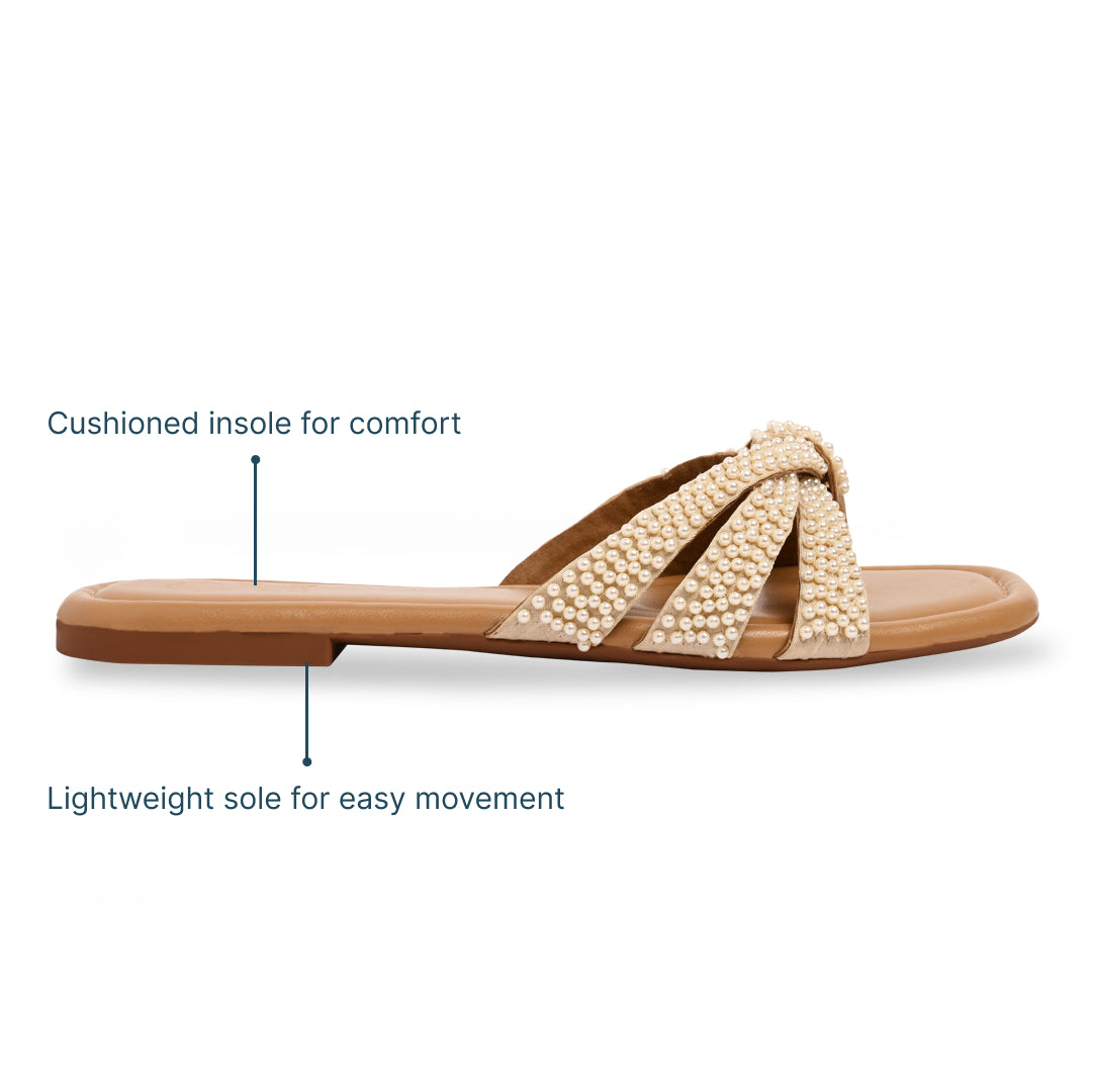 Multi Cross Strap Pearl Flats