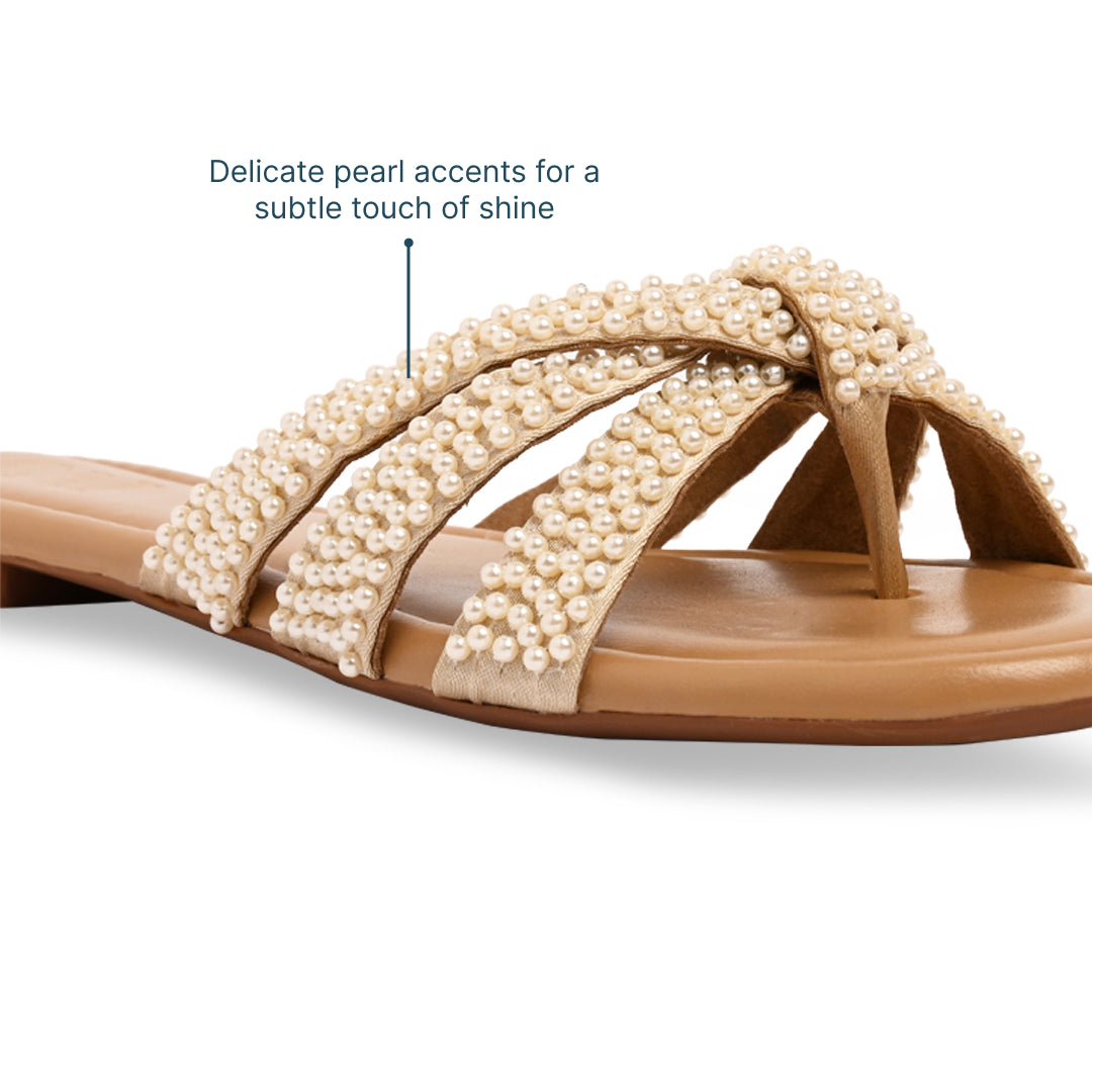 Multi Cross Strap Pearl Flats