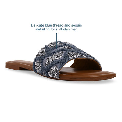 Blue Thread Sequin Flat