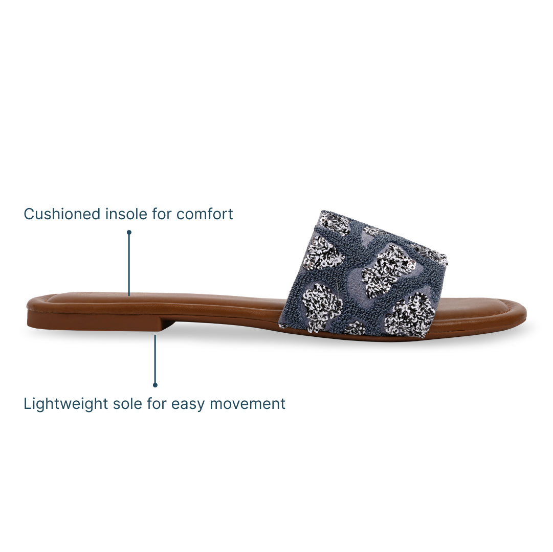 Blue Thread Sequin Flat