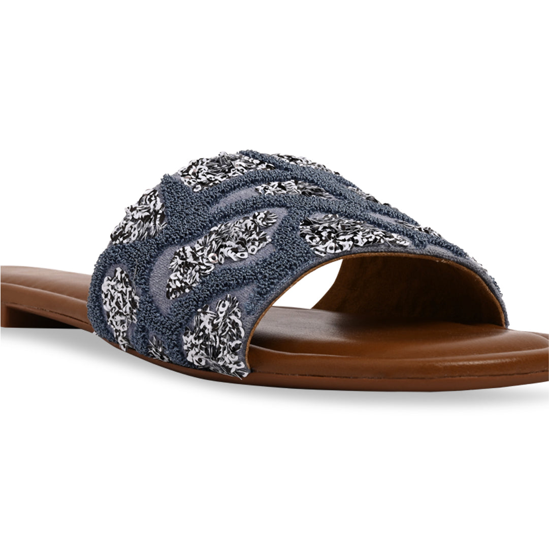 Blue Thread Sequin Flat