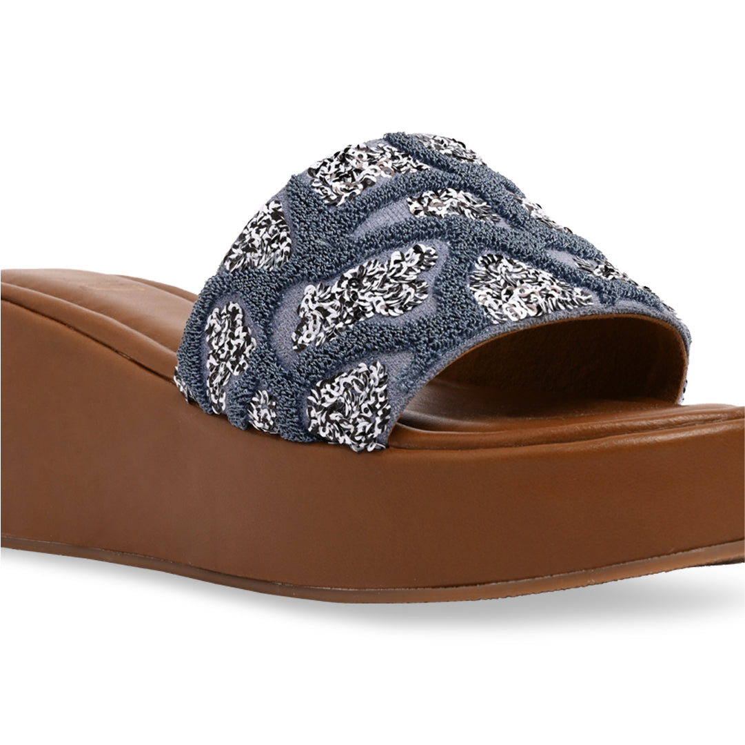 Blue Thread Sequin Platform