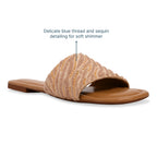 Beige Thread Sequin Flat