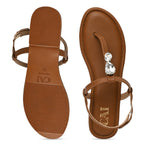 Embellished Tan Thong Flat