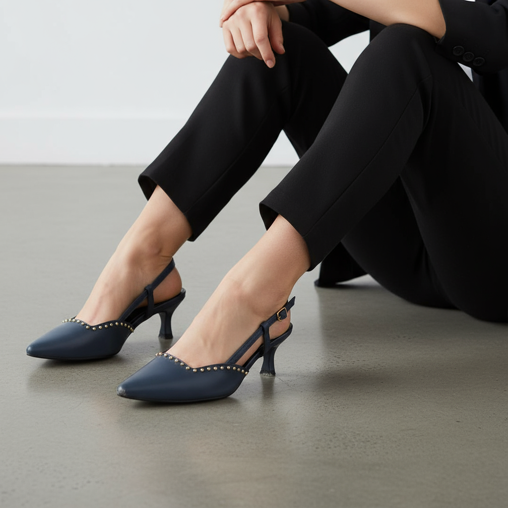 Navy Blue Rivet Pumps