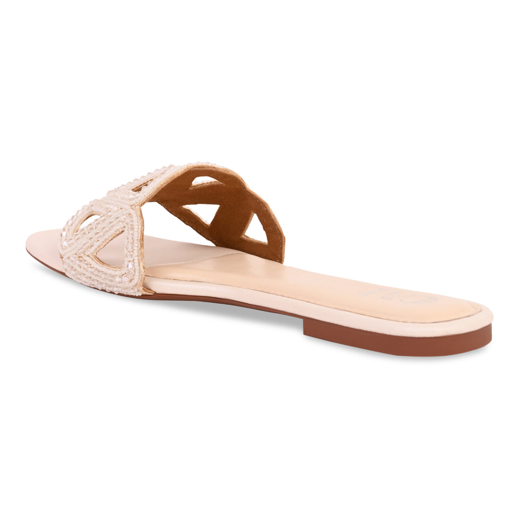 White Beaded Triangle Cream Flat