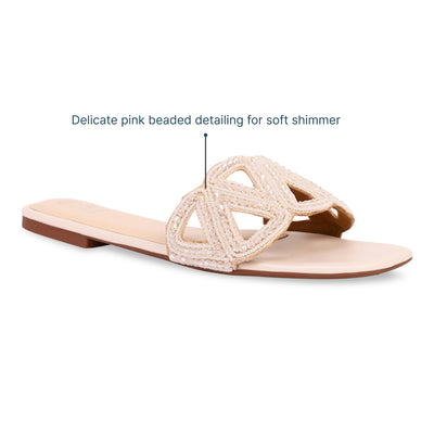 White Beaded Triangle Cream Flat