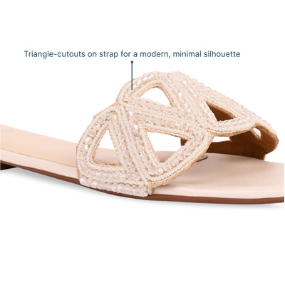 White Beaded Triangle Cream Flat