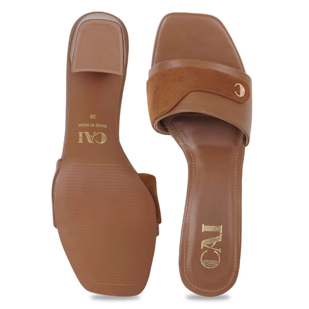TwinTextured Tan Heels
