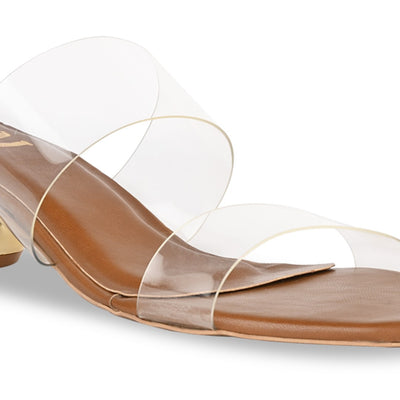 Clear Tan Globe Heels