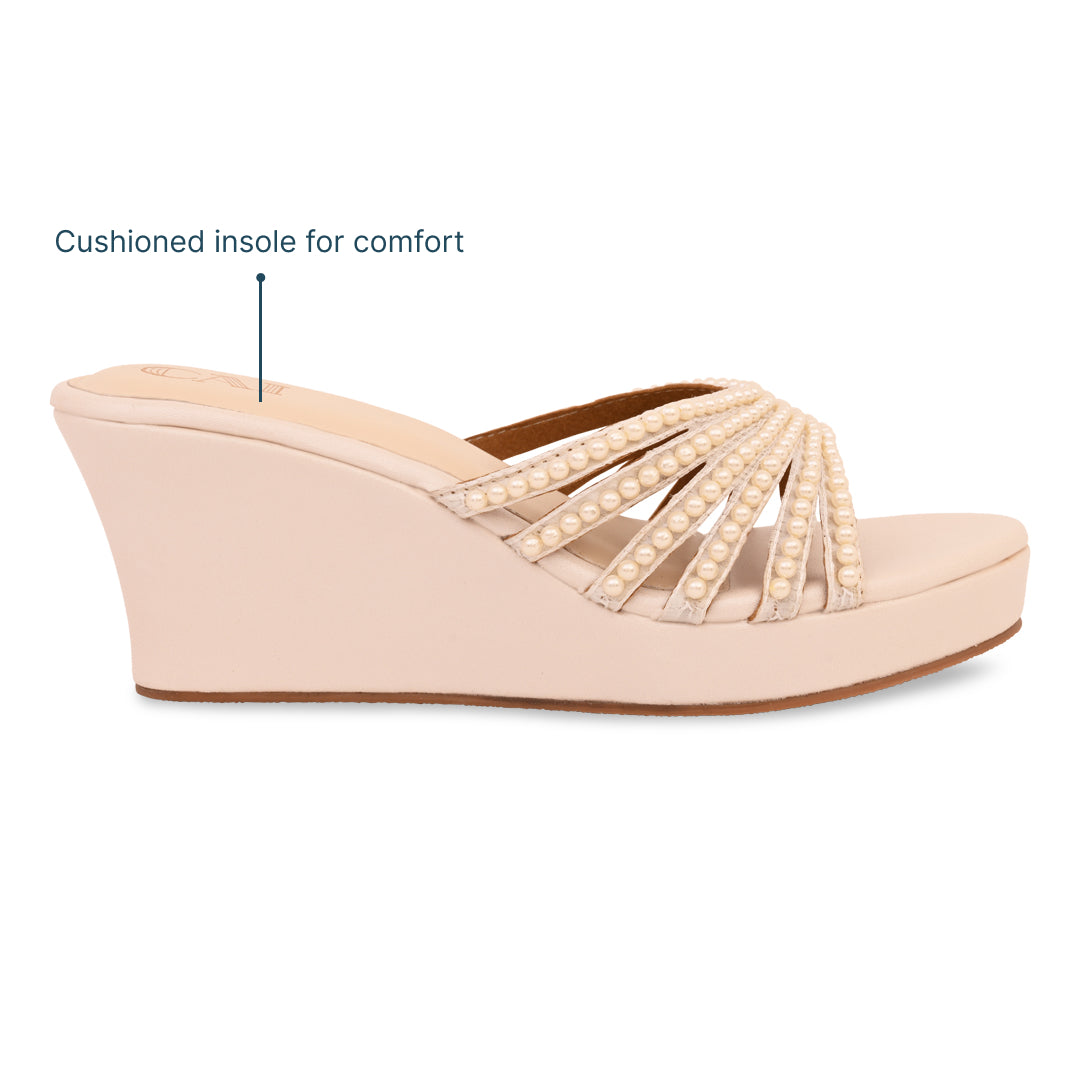 Multi Strapped Pearl Wedges