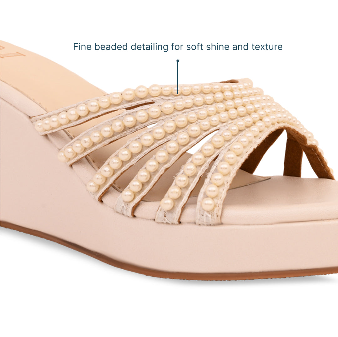 Multi Strapped Pearl Wedges