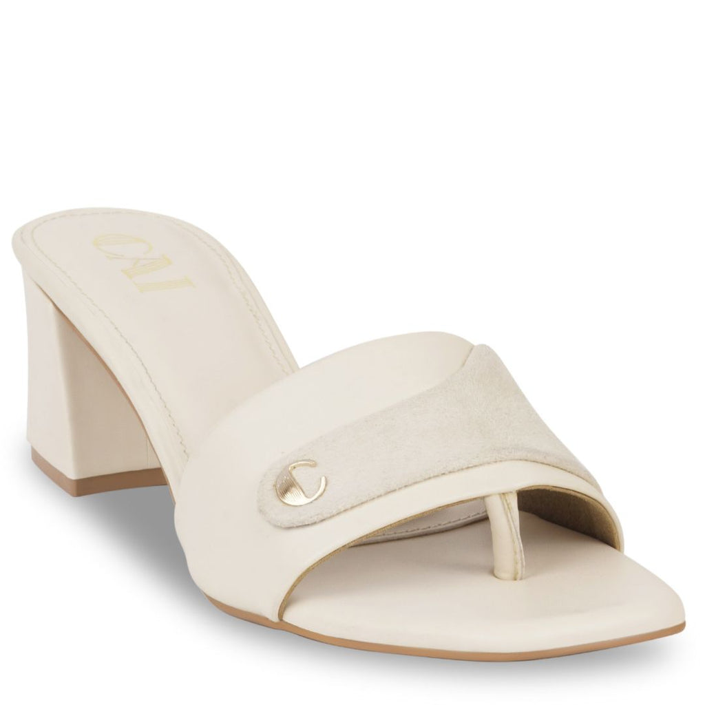 TwinTextured Cream Heels