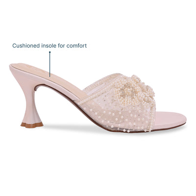 Pearly Floral Cream Heels