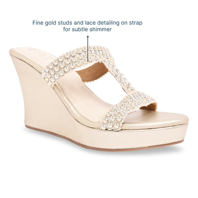 Gold Studded Lace Wedge