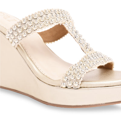 Gold Studded Lace Wedge