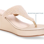 Gold Beaded Thong Wedge
